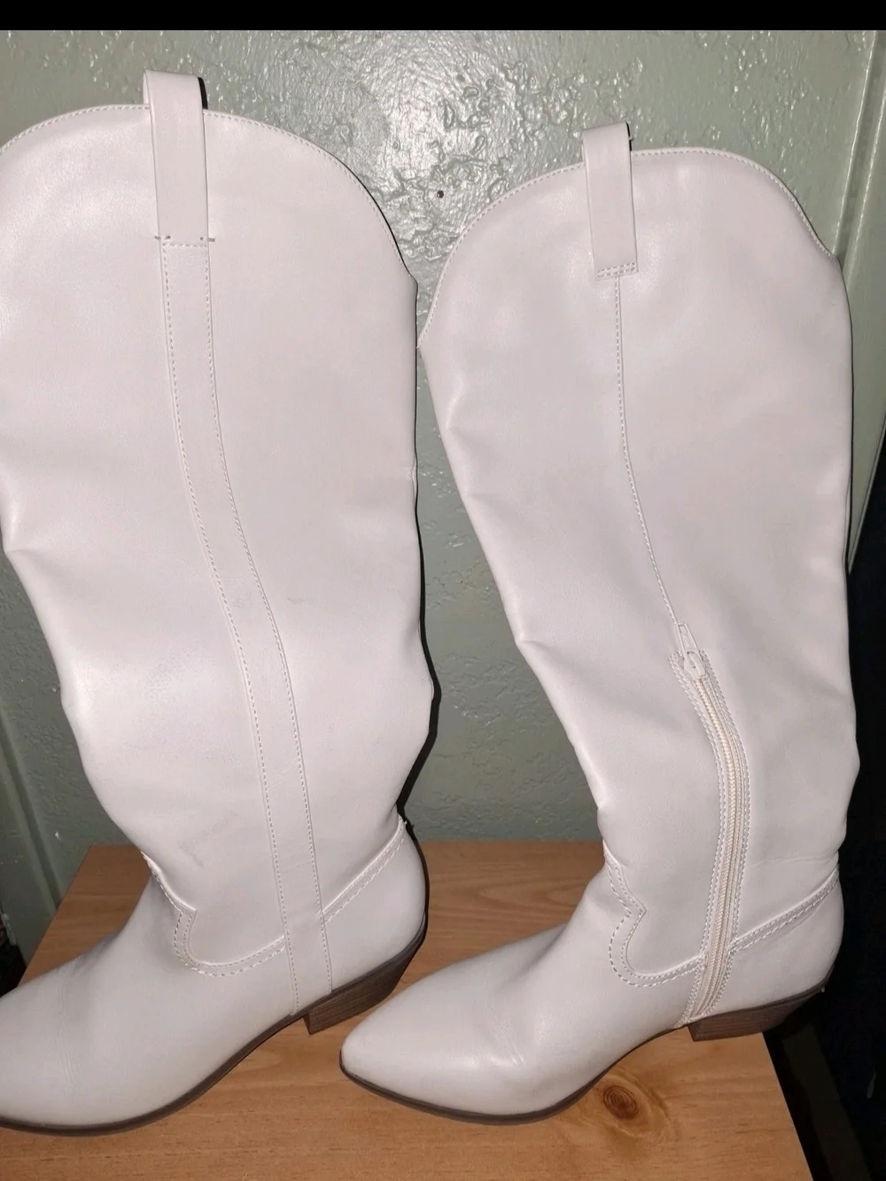 Women's Over-the-Knee Cream Boots with Side Zip